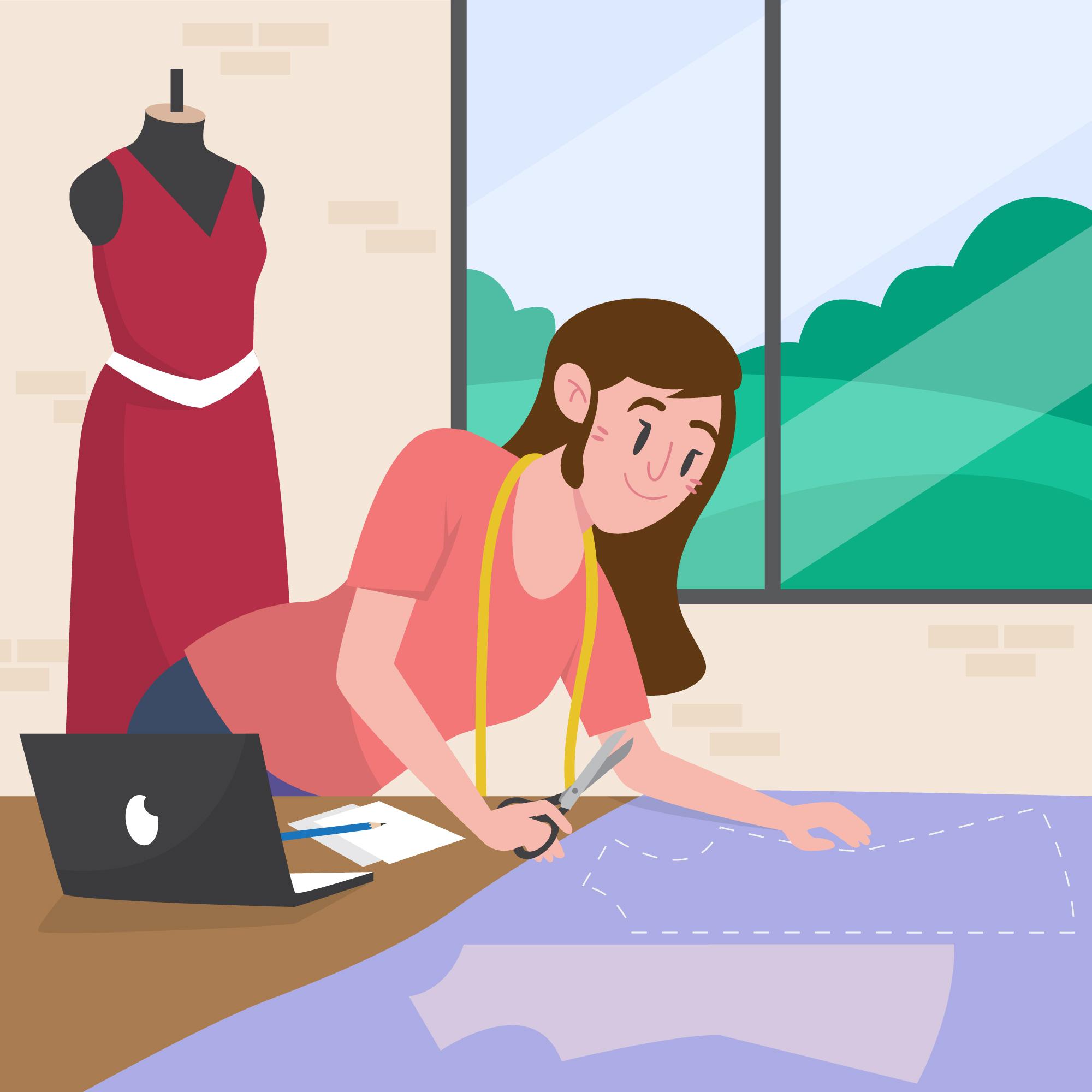 Modern Indian tailor using Soi Dhaga software on a laptop to manage his darji business